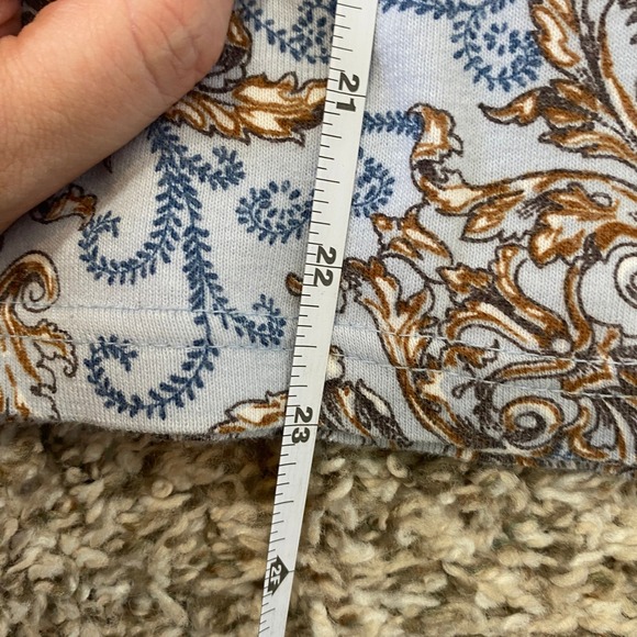 St. John's Bay Medium Blue Brown Paisley Rhinestone Boho Cottagecore Top - Picture 9 of 9